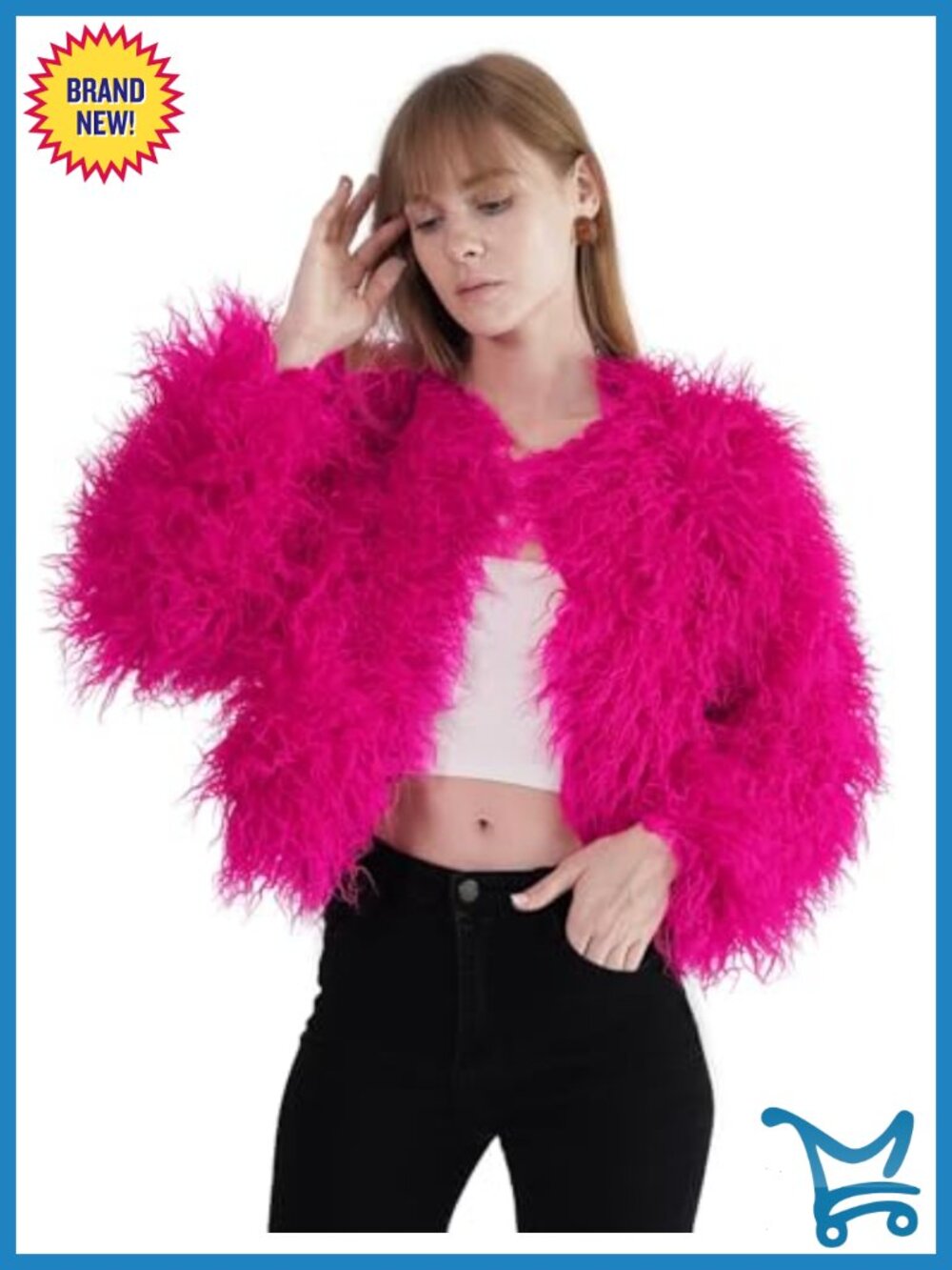Women's Shaggy Faux Fur Coat Warm Winter Jacket Long Sleeve - Picture 3 of 6